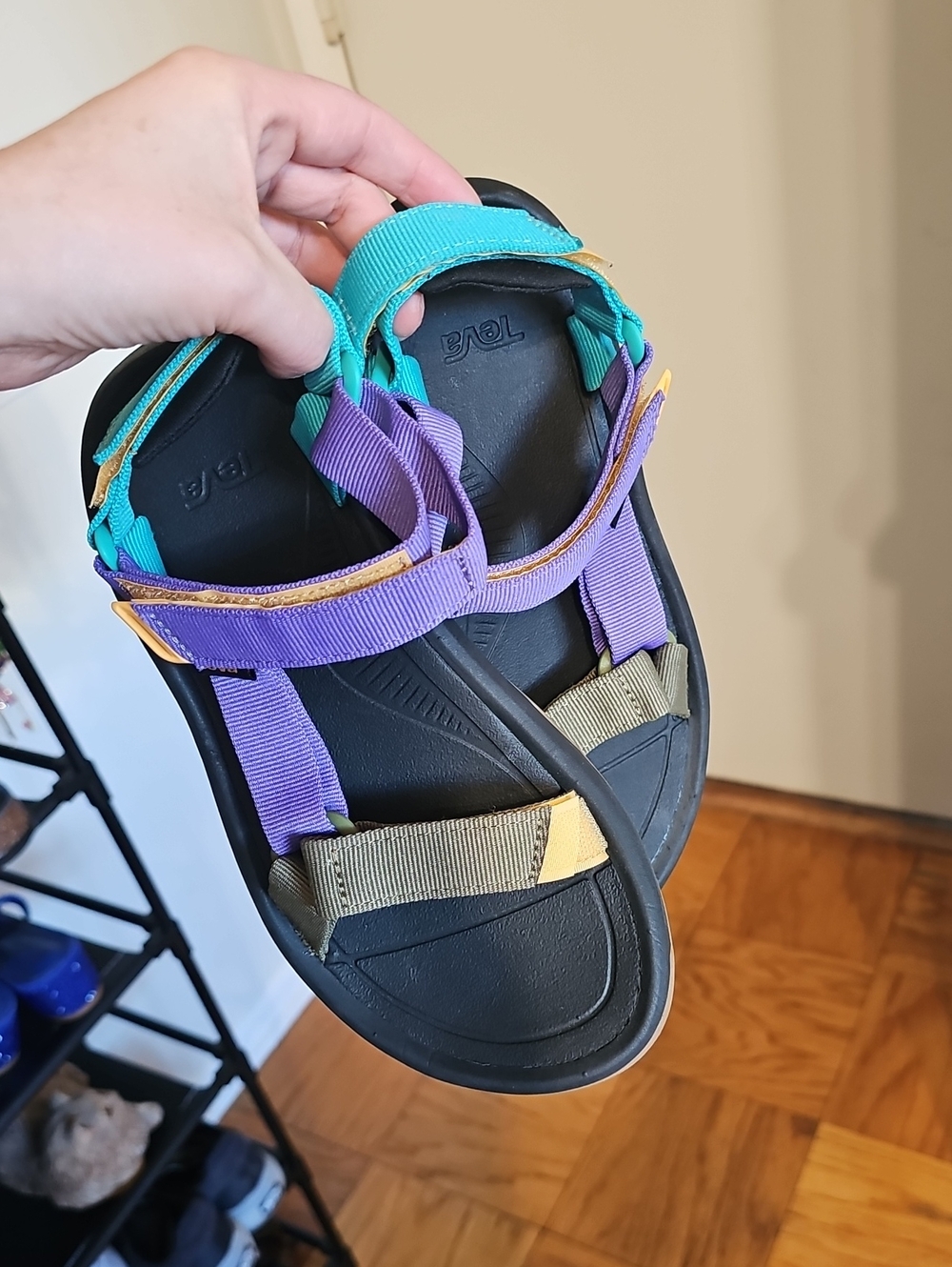 Teva Women's Teal Purple Olive & Yellow Strappy Sandals Hurricane
